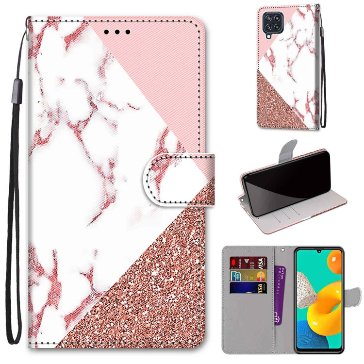 Coloured Drawing Cross Texture Horizontal Flip PU Leather Case with Holder & Card Slots & Wallet & Lanyard, For Samsung Galaxy M32 4G / F22