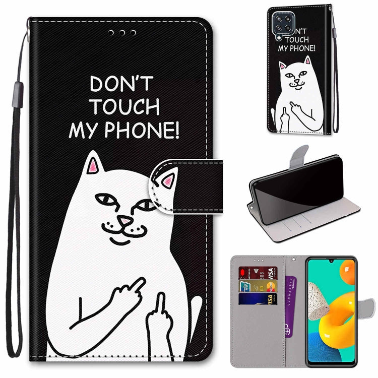 Coloured Drawing Cross Texture Horizontal Flip PU Leather Case with Holder & Card Slots & Wallet & Lanyard, For Samsung Galaxy M32 4G / F22