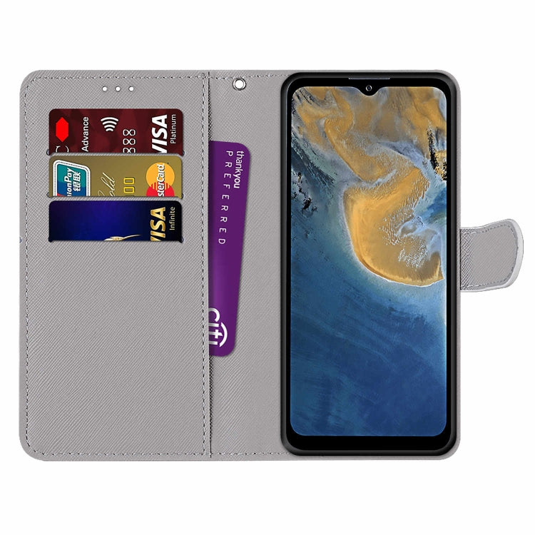Coloured Drawing Cross Texture Horizontal Flip PU Leather Case with Holder & Card Slots & Wallet & Lanyard, For ZTE Blade A51