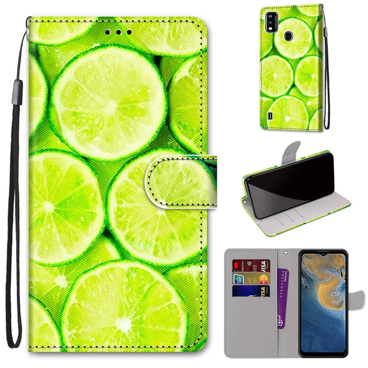 Coloured Drawing Cross Texture Horizontal Flip PU Leather Case with Holder & Card Slots & Wallet & Lanyard, For ZTE Blade A51