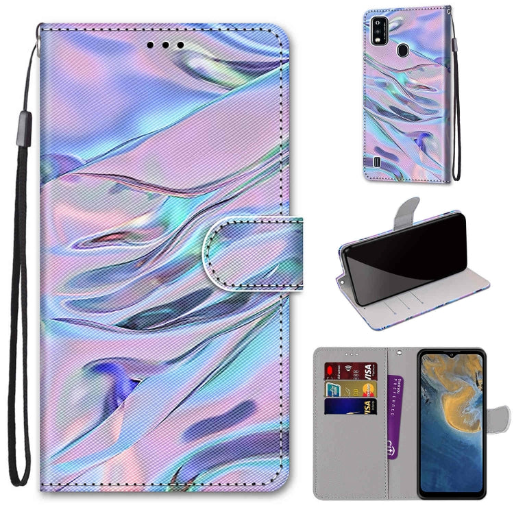 Coloured Drawing Cross Texture Horizontal Flip PU Leather Case with Holder & Card Slots & Wallet & Lanyard, For ZTE Blade A51