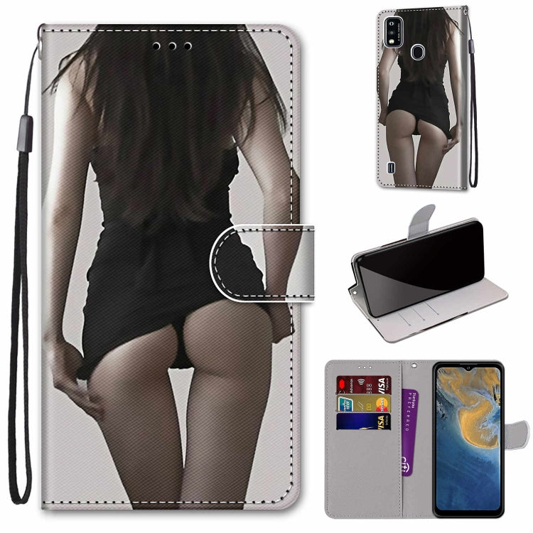 Coloured Drawing Cross Texture Horizontal Flip PU Leather Case with Holder & Card Slots & Wallet & Lanyard, For ZTE Blade A51