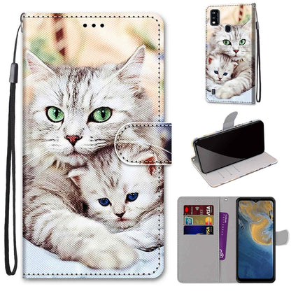 Coloured Drawing Cross Texture Horizontal Flip PU Leather Case with Holder & Card Slots & Wallet & Lanyard, For ZTE Blade A51