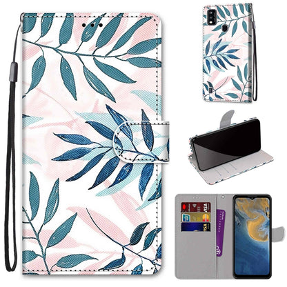 Coloured Drawing Cross Texture Horizontal Flip PU Leather Case with Holder & Card Slots & Wallet & Lanyard, For ZTE Blade A51