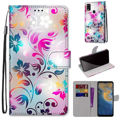 Coloured Drawing Cross Texture Horizontal Flip PU Leather Case with Holder & Card Slots & Wallet & Lanyard, For ZTE Blade A51