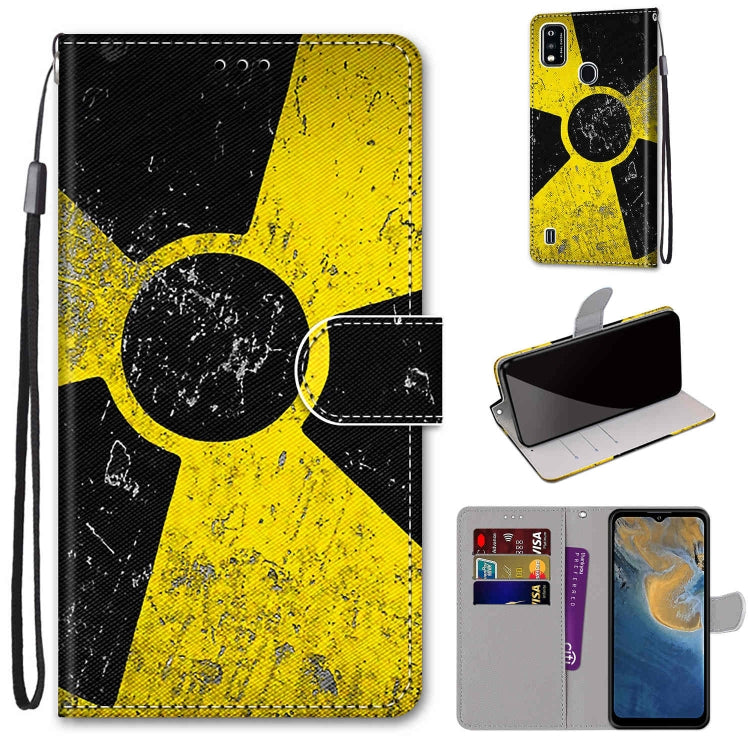 Coloured Drawing Cross Texture Horizontal Flip PU Leather Case with Holder & Card Slots & Wallet & Lanyard, For ZTE Blade A51