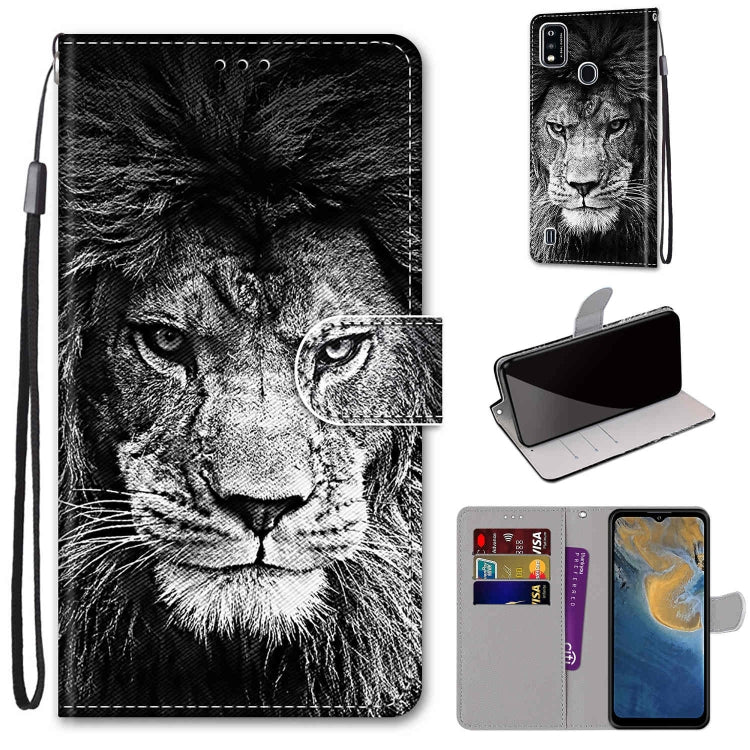 Coloured Drawing Cross Texture Horizontal Flip PU Leather Case with Holder & Card Slots & Wallet & Lanyard, For ZTE Blade A51