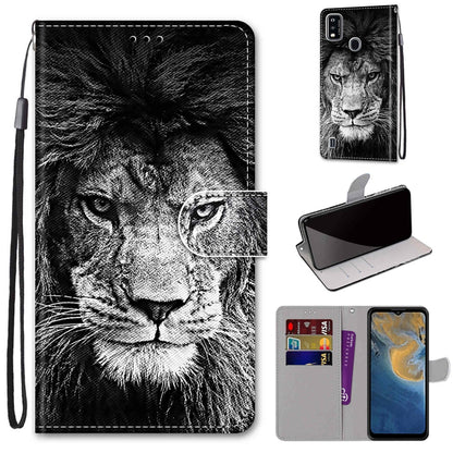 Coloured Drawing Cross Texture Horizontal Flip PU Leather Case with Holder & Card Slots & Wallet & Lanyard, For ZTE Blade A51
