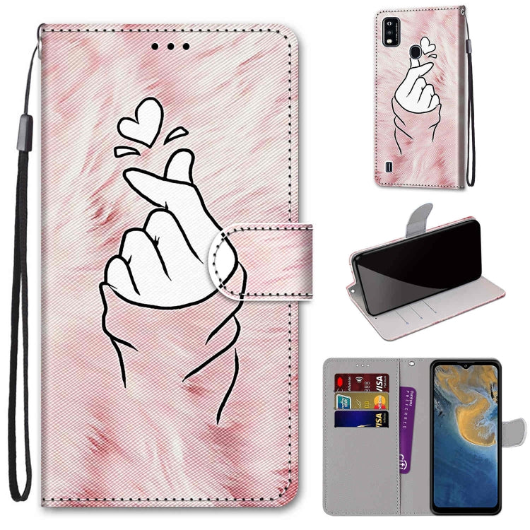 Coloured Drawing Cross Texture Horizontal Flip PU Leather Case with Holder & Card Slots & Wallet & Lanyard, For ZTE Blade A51