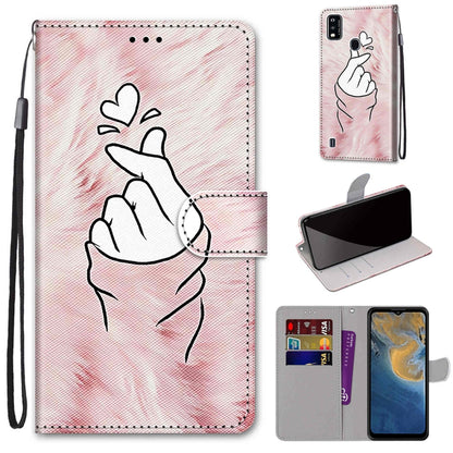 Coloured Drawing Cross Texture Horizontal Flip PU Leather Case with Holder & Card Slots & Wallet & Lanyard, For ZTE Blade A51