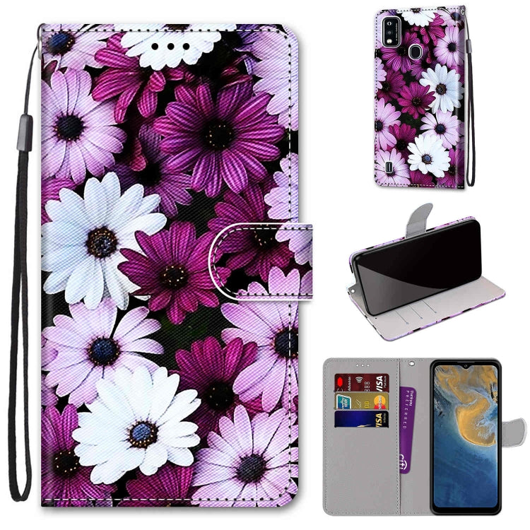 Coloured Drawing Cross Texture Horizontal Flip PU Leather Case with Holder & Card Slots & Wallet & Lanyard, For ZTE Blade A51