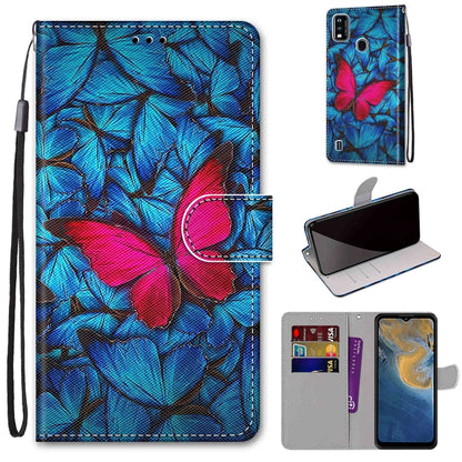 Coloured Drawing Cross Texture Horizontal Flip PU Leather Case with Holder & Card Slots & Wallet & Lanyard, For ZTE Blade A51