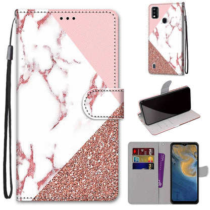 Coloured Drawing Cross Texture Horizontal Flip PU Leather Case with Holder & Card Slots & Wallet & Lanyard, For ZTE Blade A51