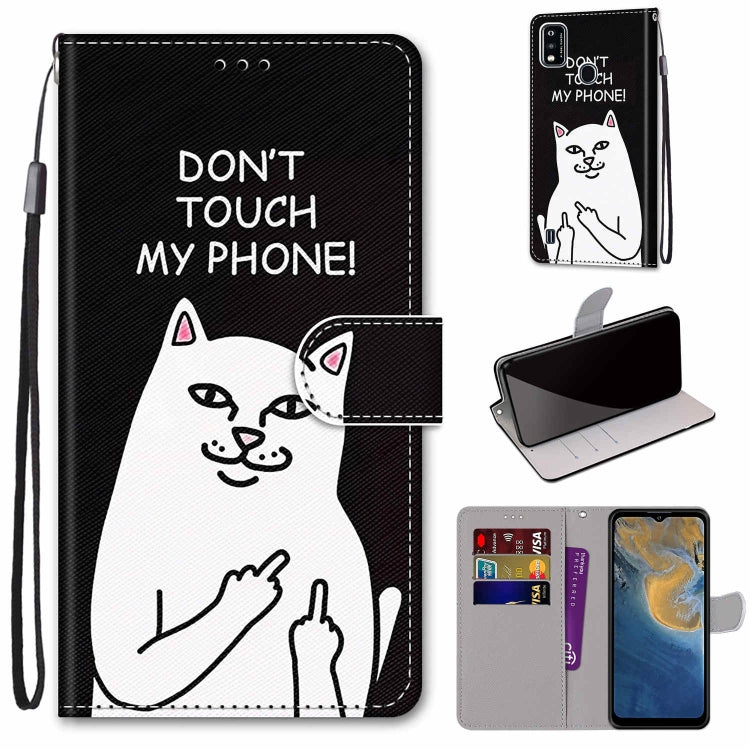 Coloured Drawing Cross Texture Horizontal Flip PU Leather Case with Holder & Card Slots & Wallet & Lanyard, For ZTE Blade A51