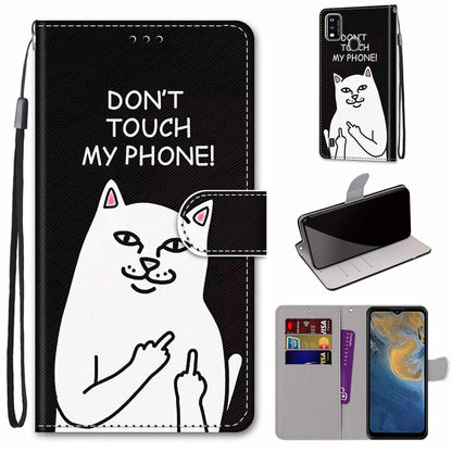 Coloured Drawing Cross Texture Horizontal Flip PU Leather Case with Holder & Card Slots & Wallet & Lanyard, For ZTE Blade A51