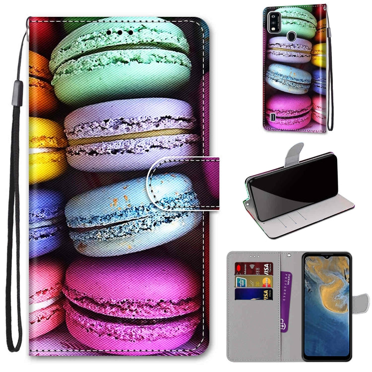 Coloured Drawing Cross Texture Horizontal Flip PU Leather Case with Holder & Card Slots & Wallet & Lanyard, For ZTE Blade A51