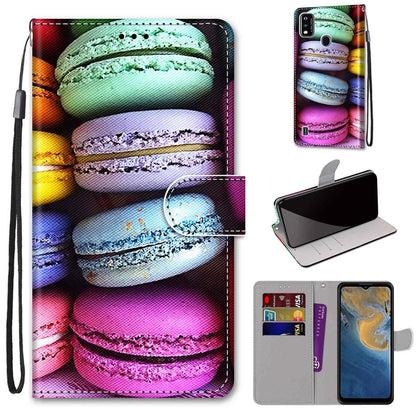 Coloured Drawing Cross Texture Horizontal Flip PU Leather Case with Holder & Card Slots & Wallet & Lanyard, For ZTE Blade A51