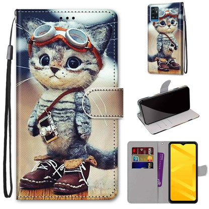 Coloured Drawing Cross Texture Horizontal Flip PU Leather Case with Holder & Card Slots & Wallet & Lanyard, For ZTE Blade A71