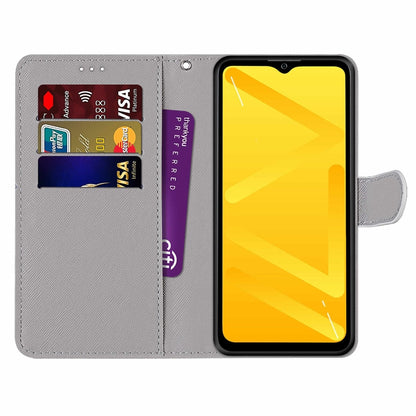 Coloured Drawing Cross Texture Horizontal Flip PU Leather Case with Holder & Card Slots & Wallet & Lanyard, For ZTE Blade A71