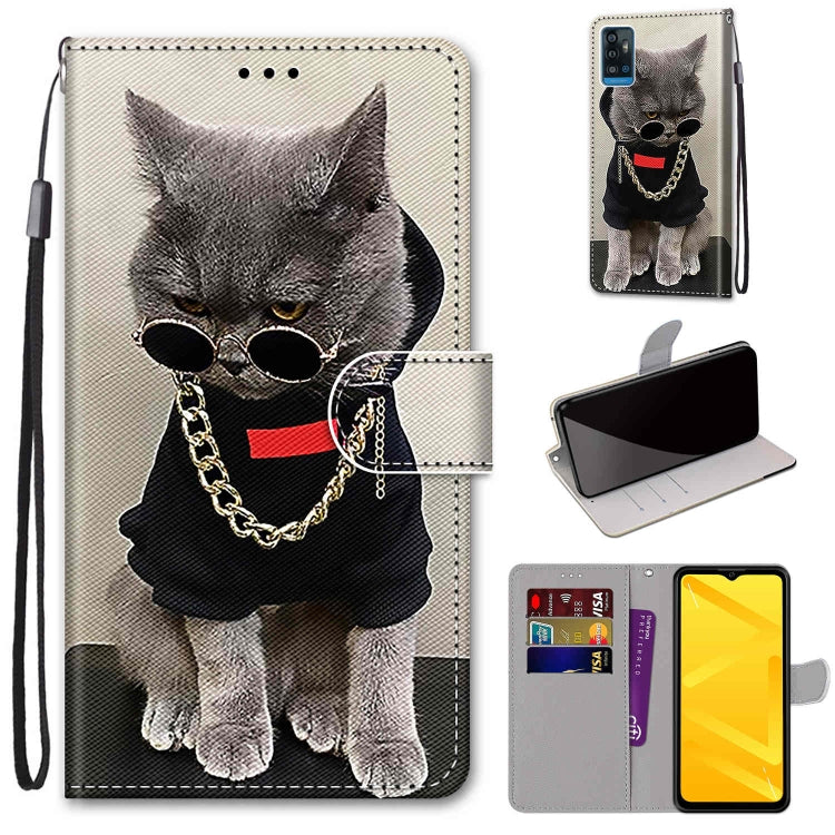 Coloured Drawing Cross Texture Horizontal Flip PU Leather Case with Holder & Card Slots & Wallet & Lanyard, For ZTE Blade A71