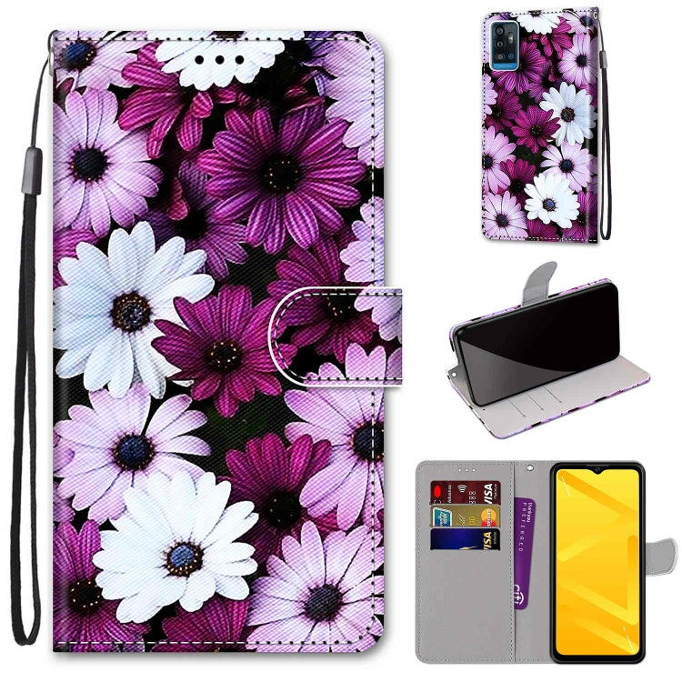 Coloured Drawing Cross Texture Horizontal Flip PU Leather Case with Holder & Card Slots & Wallet & Lanyard, For ZTE Blade A71