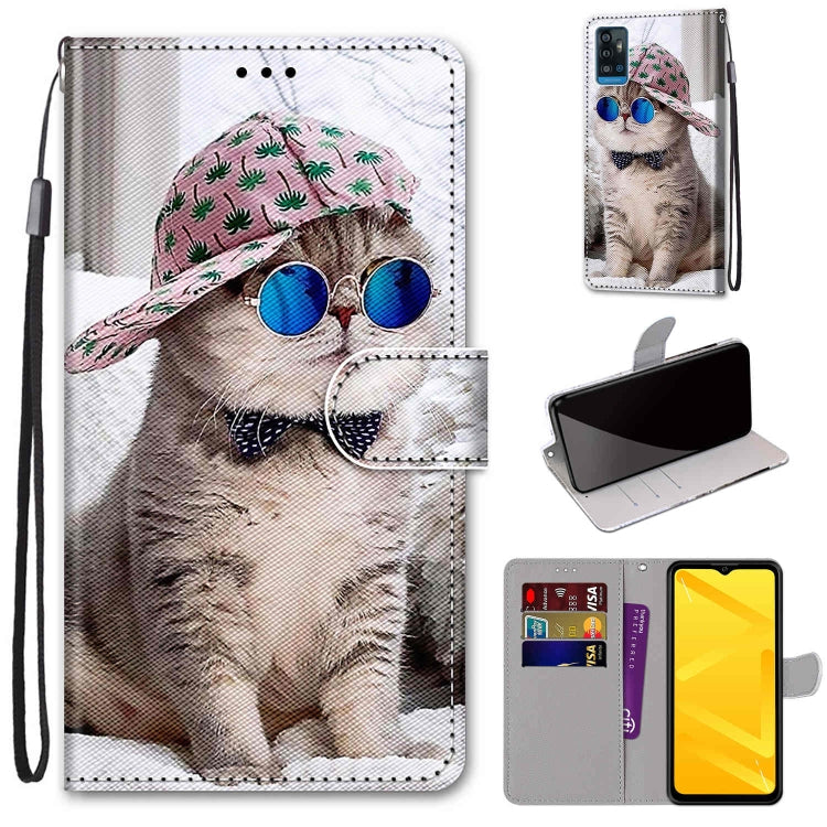 Coloured Drawing Cross Texture Horizontal Flip PU Leather Case with Holder & Card Slots & Wallet & Lanyard, For ZTE Blade A71