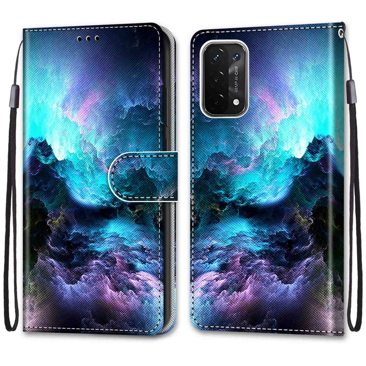 Coloured Drawing Cross Texture Horizontal Flip PU Leather Case with Holder & Card Slots & Wallet & Lanyard, For OPPO A54 5G / A74 5G / A93 5G / A93s 5G