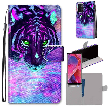 Coloured Drawing Cross Texture Horizontal Flip PU Leather Case with Holder & Card Slots & Wallet & Lanyard, For OPPO A54 5G / A74 5G / A93 5G / A93s 5G