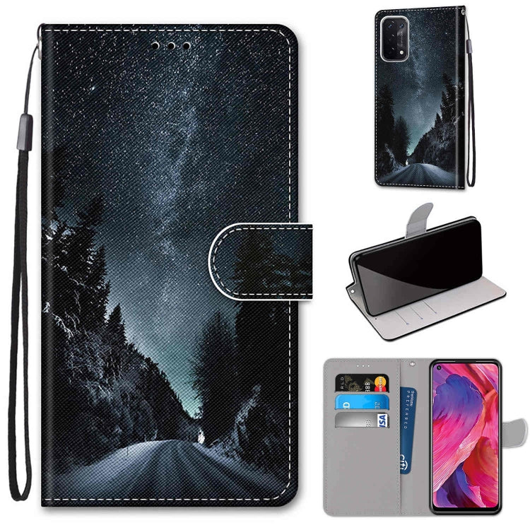 Coloured Drawing Cross Texture Horizontal Flip PU Leather Case with Holder & Card Slots & Wallet & Lanyard, For OPPO A54 5G / A74 5G / A93 5G / A93s 5G