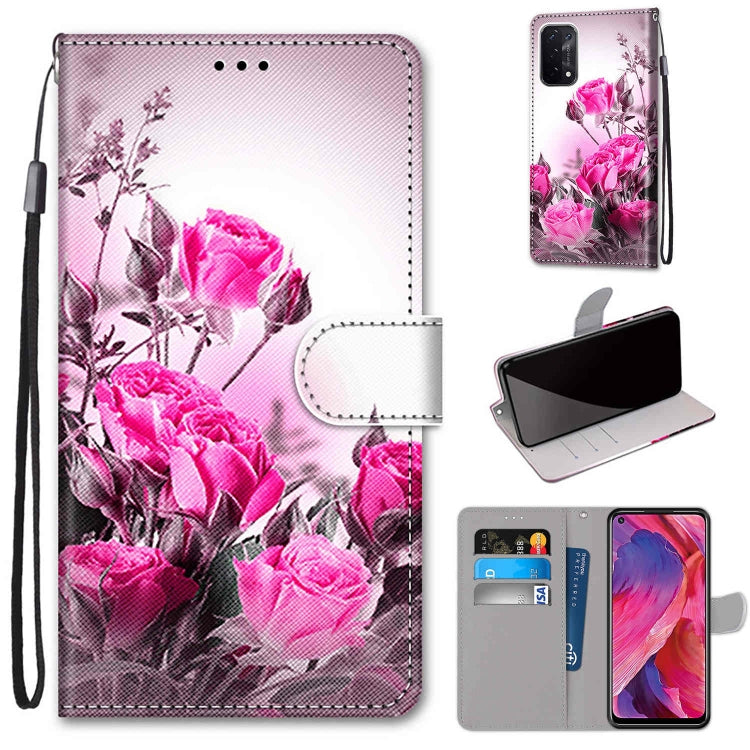 Coloured Drawing Cross Texture Horizontal Flip PU Leather Case with Holder & Card Slots & Wallet & Lanyard, For OPPO A54 5G / A74 5G / A93 5G / A93s 5G