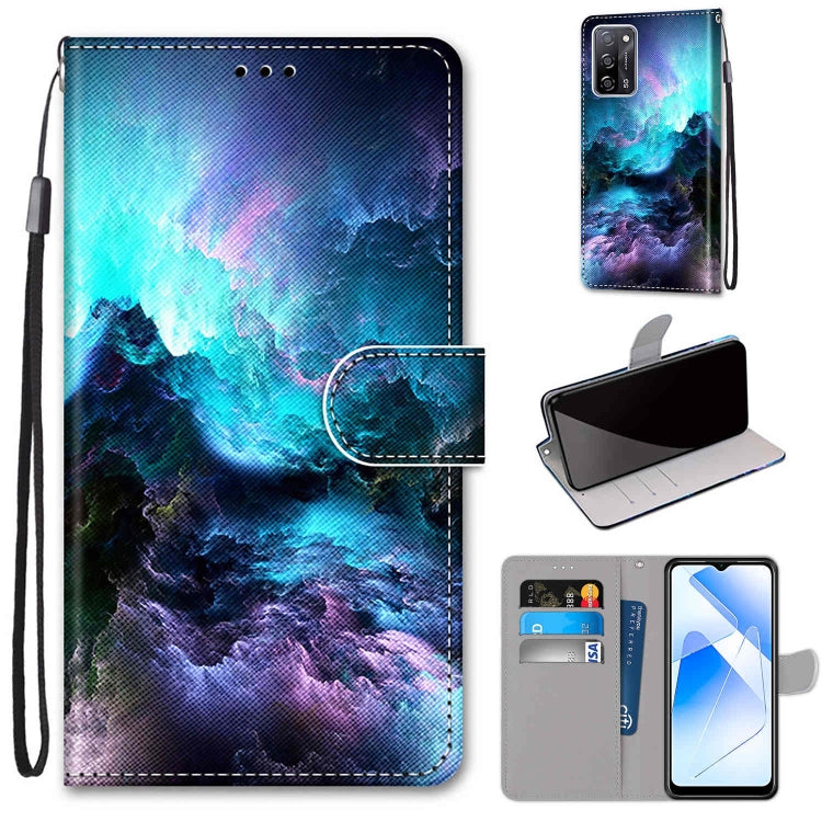 Coloured Drawing Cross Texture Horizontal Flip PU Leather Case with Holder & Card Slots & Wallet & Lanyard, For OPPO A55 5G / A54 4G / A53s 5G / A16 4G