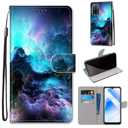 Coloured Drawing Cross Texture Horizontal Flip PU Leather Case with Holder & Card Slots & Wallet & Lanyard, For OPPO A55 5G / A54 4G / A53s 5G / A16 4G