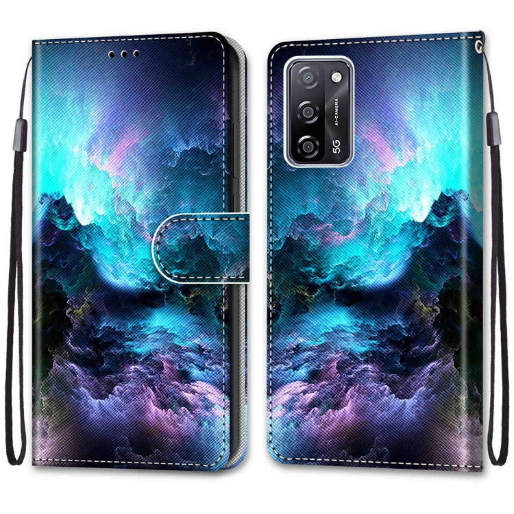 Coloured Drawing Cross Texture Horizontal Flip PU Leather Case with Holder & Card Slots & Wallet & Lanyard, For OPPO A55 5G / A54 4G / A53s 5G / A16 4G