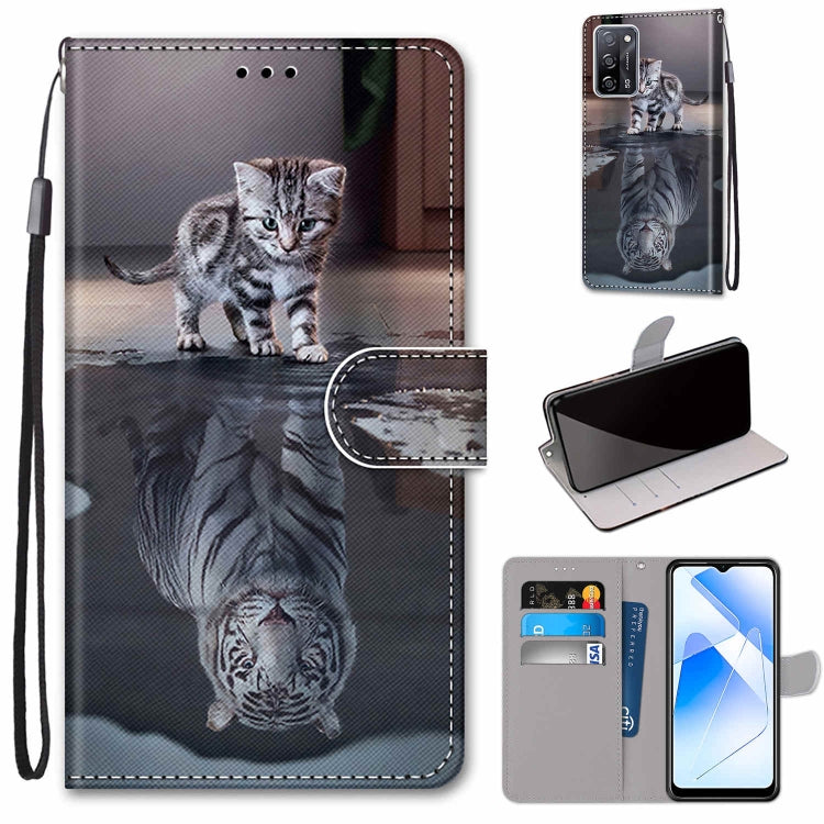 Coloured Drawing Cross Texture Horizontal Flip PU Leather Case with Holder & Card Slots & Wallet & Lanyard, For OPPO A55 5G / A54 4G / A53s 5G / A16 4G