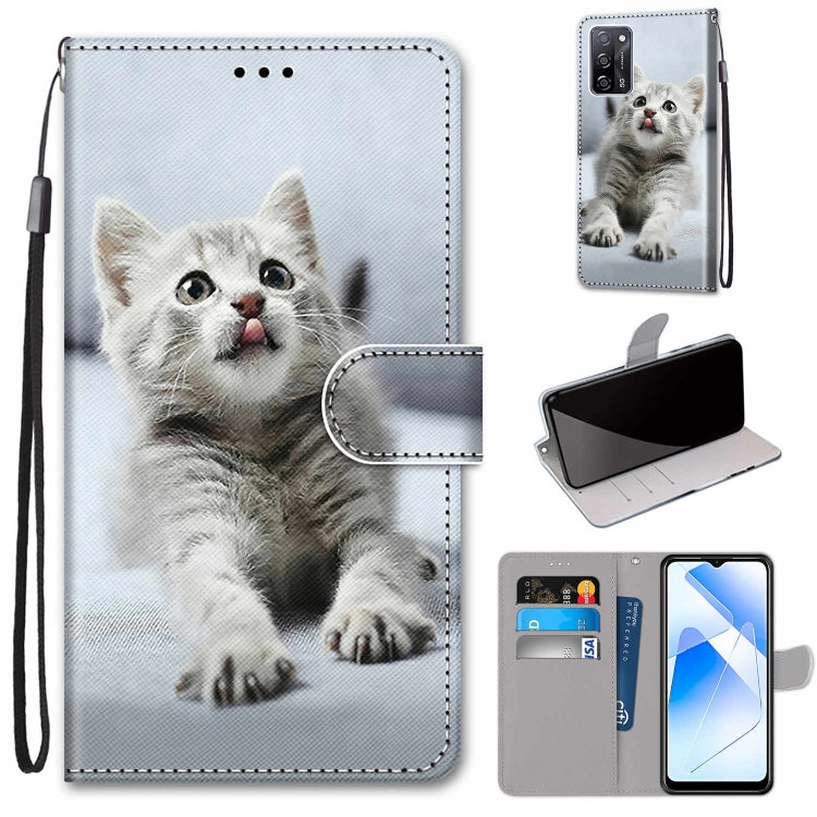 Coloured Drawing Cross Texture Horizontal Flip PU Leather Case with Holder & Card Slots & Wallet & Lanyard, For OPPO A55 5G / A54 4G / A53s 5G / A16 4G