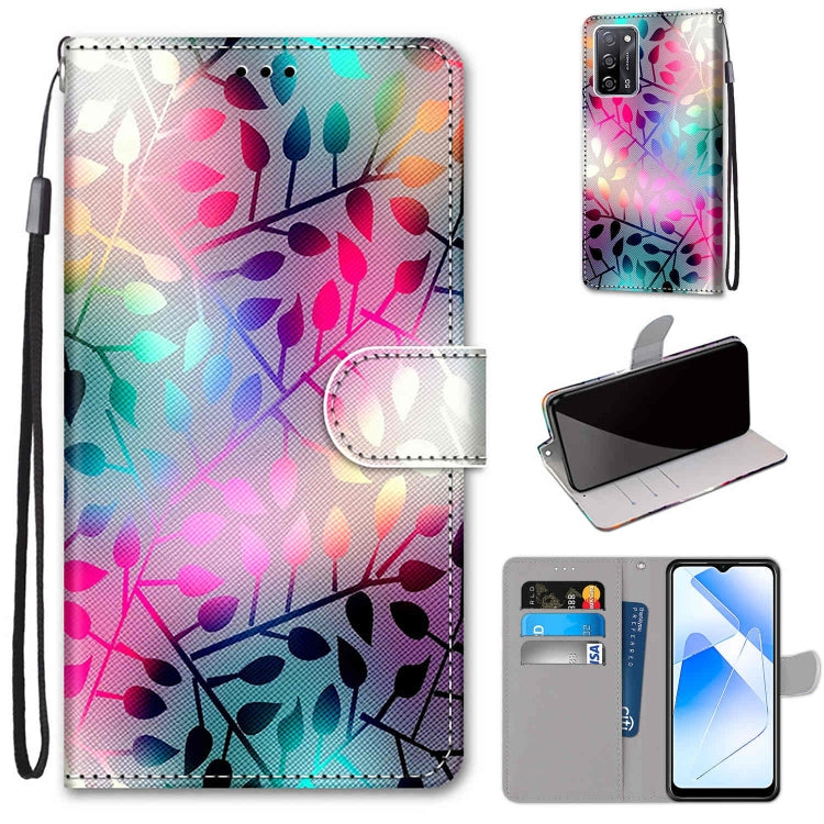 Coloured Drawing Cross Texture Horizontal Flip PU Leather Case with Holder & Card Slots & Wallet & Lanyard, For OPPO A55 5G / A54 4G / A53s 5G / A16 4G