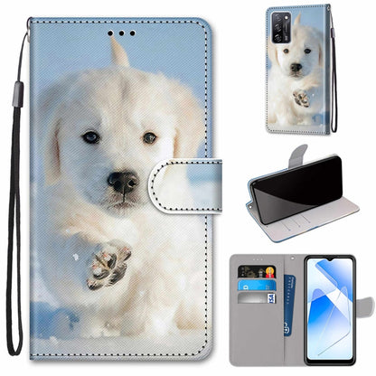 Coloured Drawing Cross Texture Horizontal Flip PU Leather Case with Holder & Card Slots & Wallet & Lanyard, For OPPO A55 5G / A54 4G / A53s 5G / A16 4G