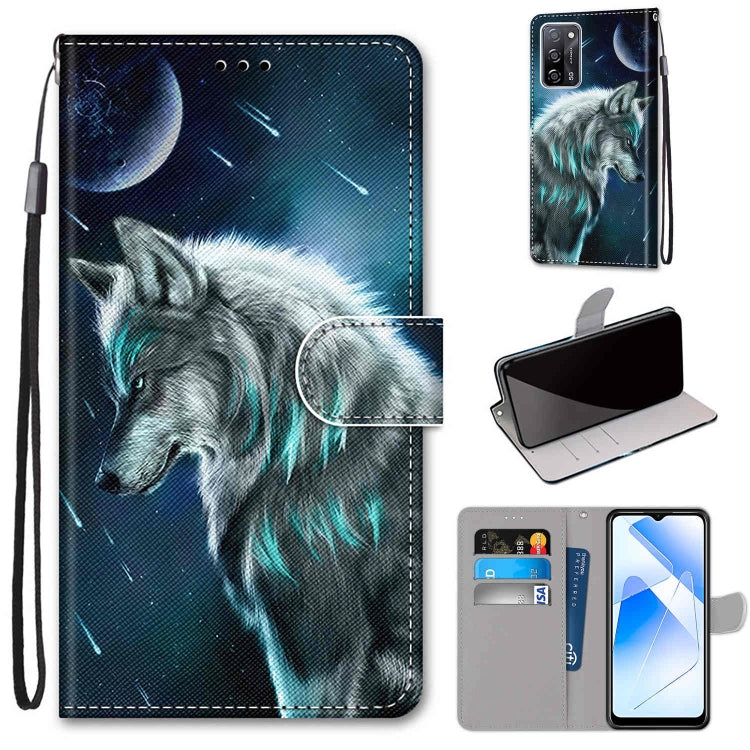 Coloured Drawing Cross Texture Horizontal Flip PU Leather Case with Holder & Card Slots & Wallet & Lanyard, For OPPO A55 5G / A54 4G / A53s 5G / A16 4G