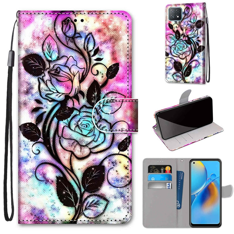 Coloured Drawing Cross Texture Horizontal Flip PU Leather Case with Holder & Card Slots & Wallet & Lanyard, For OPPO A72 5G / A73 5G / A53 5G
