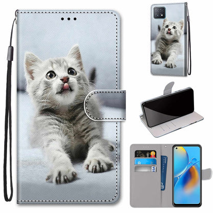 Coloured Drawing Cross Texture Horizontal Flip PU Leather Case with Holder & Card Slots & Wallet & Lanyard, For OPPO A72 5G / A73 5G / A53 5G