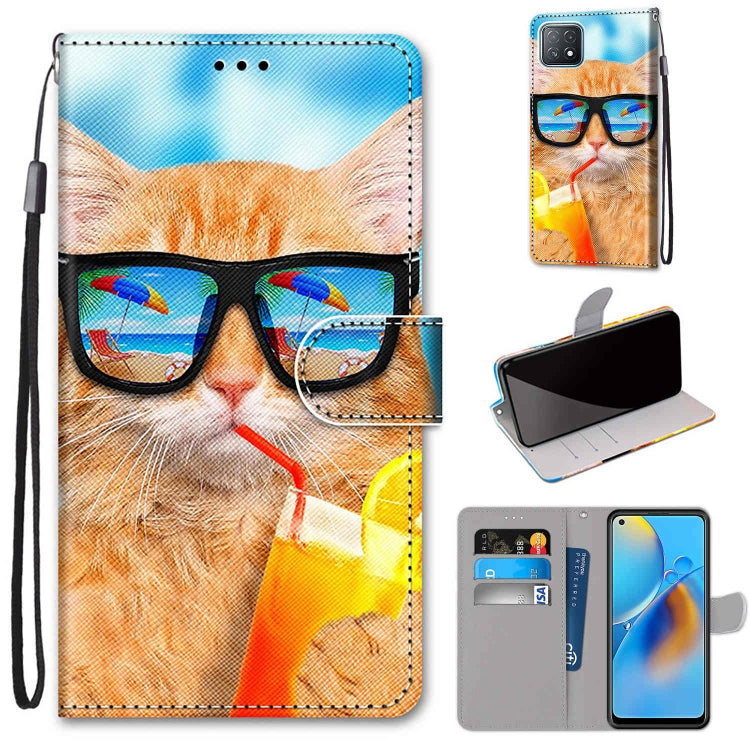 Coloured Drawing Cross Texture Horizontal Flip PU Leather Case with Holder & Card Slots & Wallet & Lanyard, For OPPO A72 5G / A73 5G / A53 5G