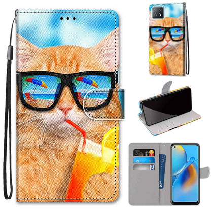 Coloured Drawing Cross Texture Horizontal Flip PU Leather Case with Holder & Card Slots & Wallet & Lanyard, For OPPO A72 5G / A73 5G / A53 5G