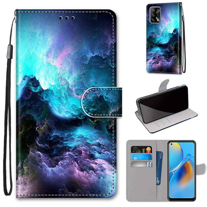 Coloured Drawing Cross Texture Horizontal Flip PU Leather Case with Holder & Card Slots & Wallet & Lanyard, For OPPO A74 4G / F19