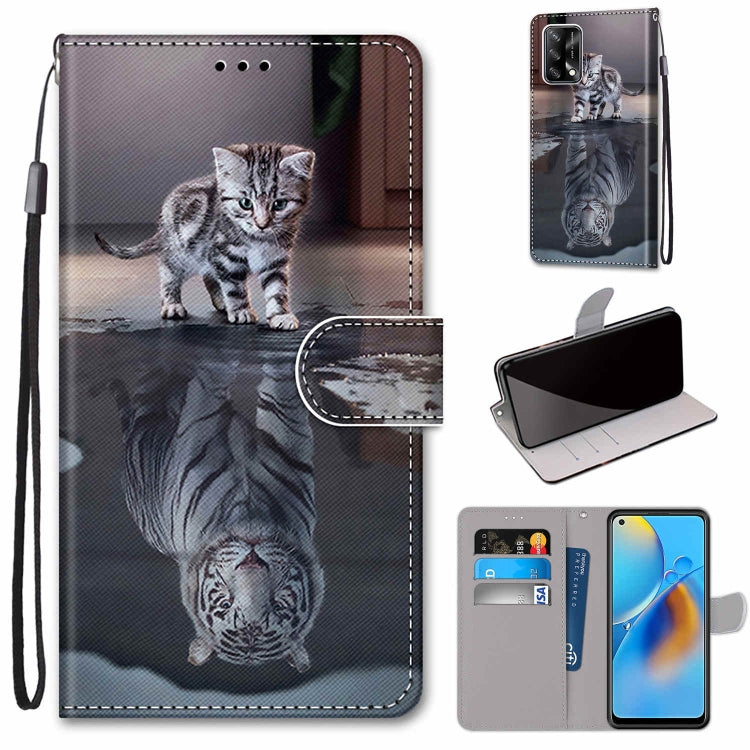 Coloured Drawing Cross Texture Horizontal Flip PU Leather Case with Holder & Card Slots & Wallet & Lanyard, For OPPO A74 4G / F19