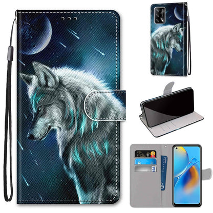 Coloured Drawing Cross Texture Horizontal Flip PU Leather Case with Holder & Card Slots & Wallet & Lanyard, For OPPO A74 4G / F19