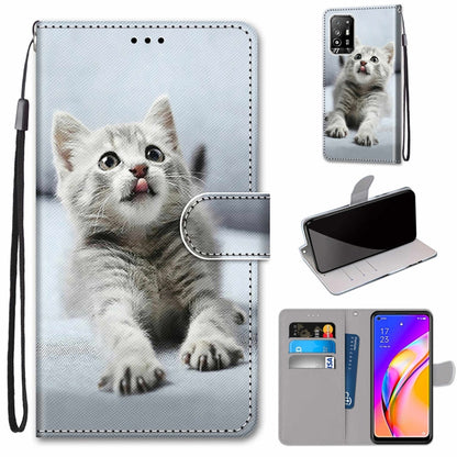 Coloured Drawing Cross Texture Horizontal Flip PU Leather Case with Holder & Card Slots & Wallet & Lanyard, For OPPO F19 Pro+ 5G / A94 5G / A95 5G