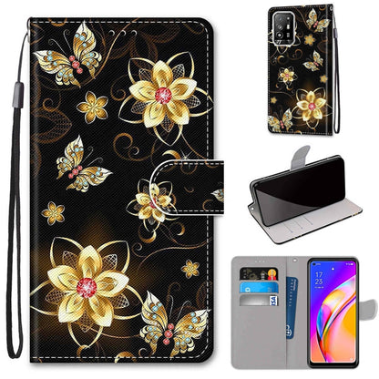 Coloured Drawing Cross Texture Horizontal Flip PU Leather Case with Holder & Card Slots & Wallet & Lanyard, For OPPO F19 Pro+ 5G / A94 5G / A95 5G