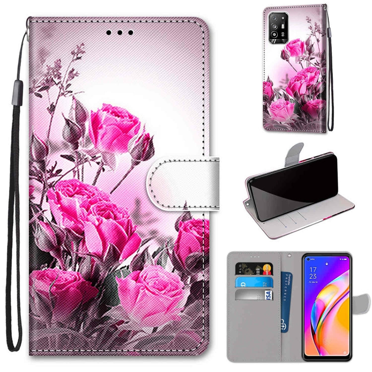 Coloured Drawing Cross Texture Horizontal Flip PU Leather Case with Holder & Card Slots & Wallet & Lanyard, For OPPO F19 Pro+ 5G / A94 5G / A95 5G