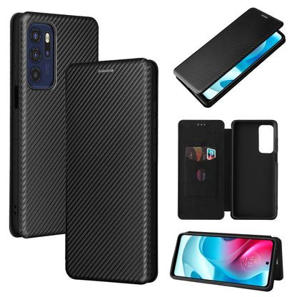 Carbon Fiber Texture Magnetic Horizontal Flip TPU + PC + PU Leather Case with Card Slot, For OPPO Reno6 4G, For Motorola Edge (2021), For Motorola Moto G60S