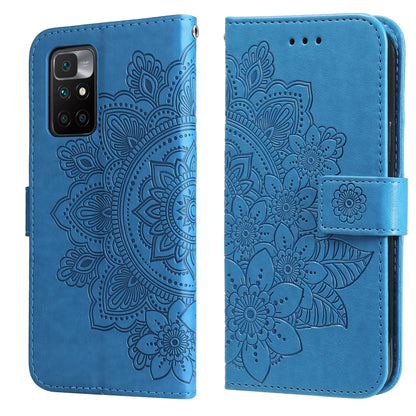 7-petal Flowers Embossing Pattern Horizontal Flip PU Leather Case with Holder & Card Slots & Wallet & Photo Frame, For Nokia 1.4, For Nokia G10 / G20 / 6.3, For Xiaomi Redmi 10, For OPPO Realme GT Master / Realme Q3 Pro